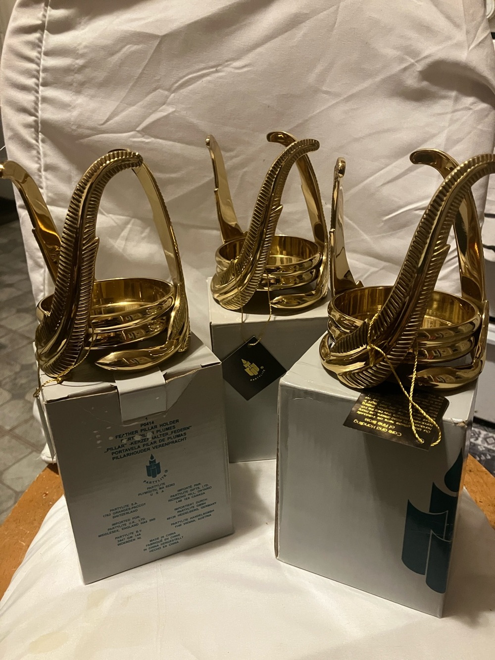 Beautiful all brass PartyLites from early 2000s.  Pillar candle holder with